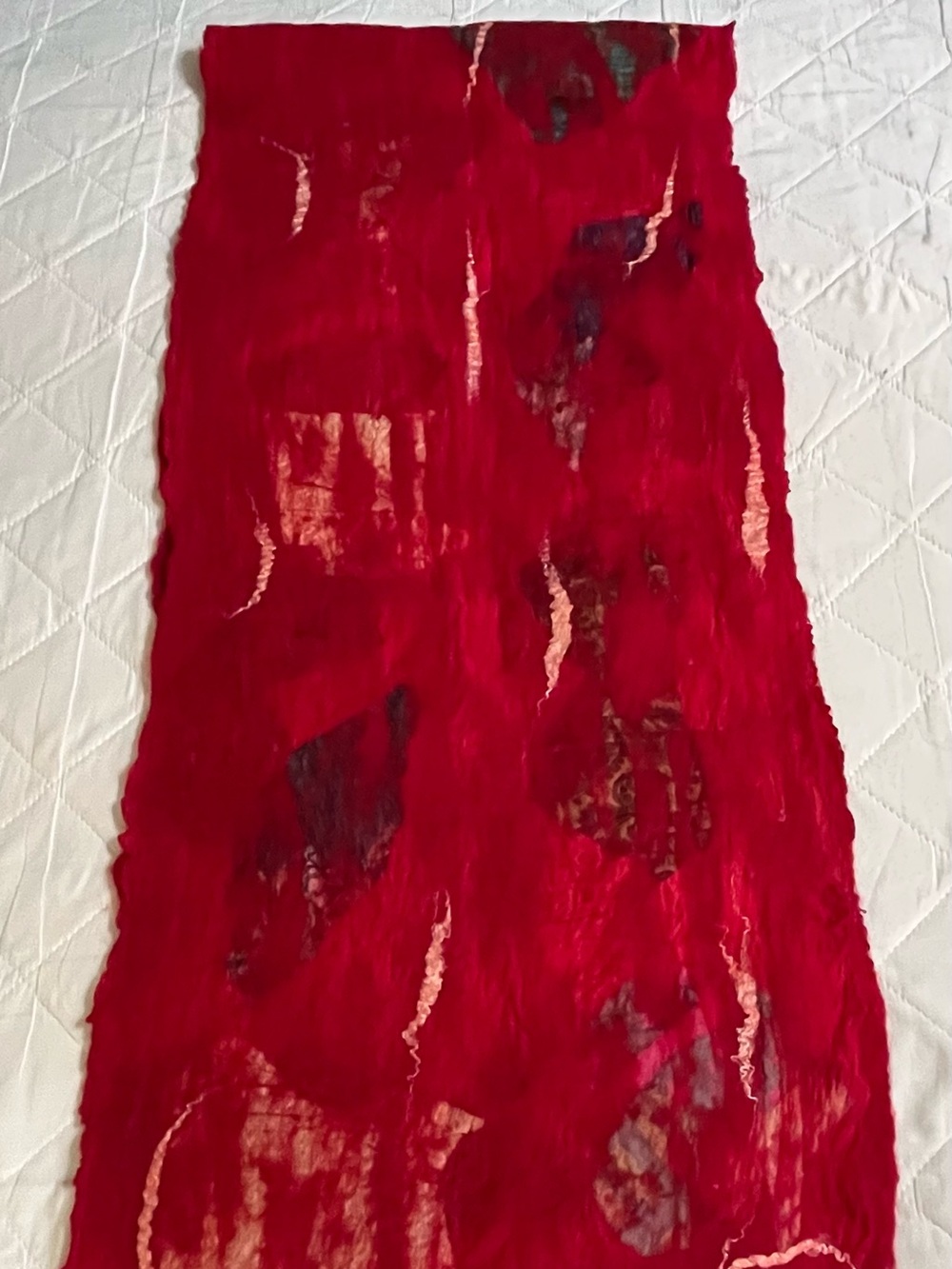 The Red Sari Nepal Wool and Silk Scarf